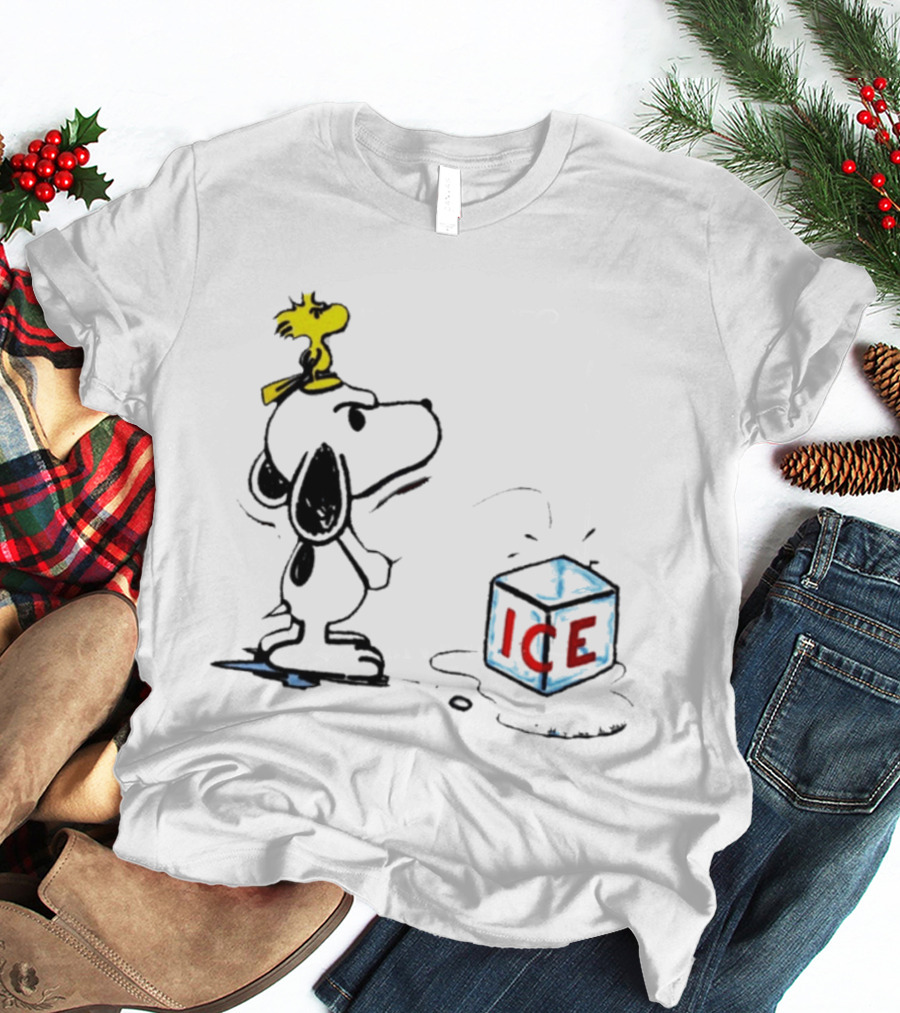 Snoopy Woodstock Piss On Ice Cube Block T-Shirt