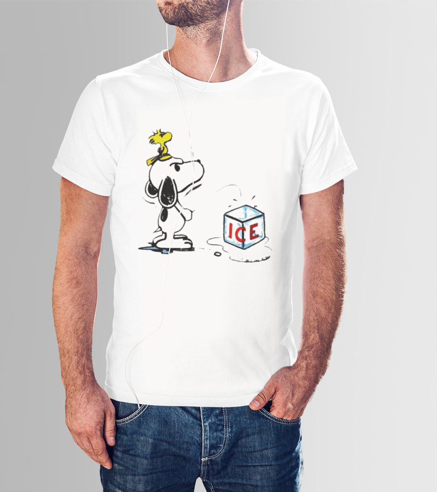 Snoopy Woodstock Piss On Ice Cube Block T-Shirt
