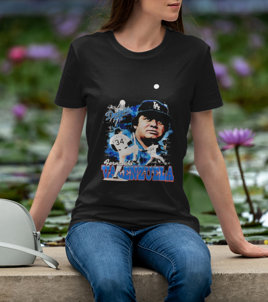 Los Angeles Dodgers Fernando Valenzuela Legendary Pitcher Icon Blue T-Shirt