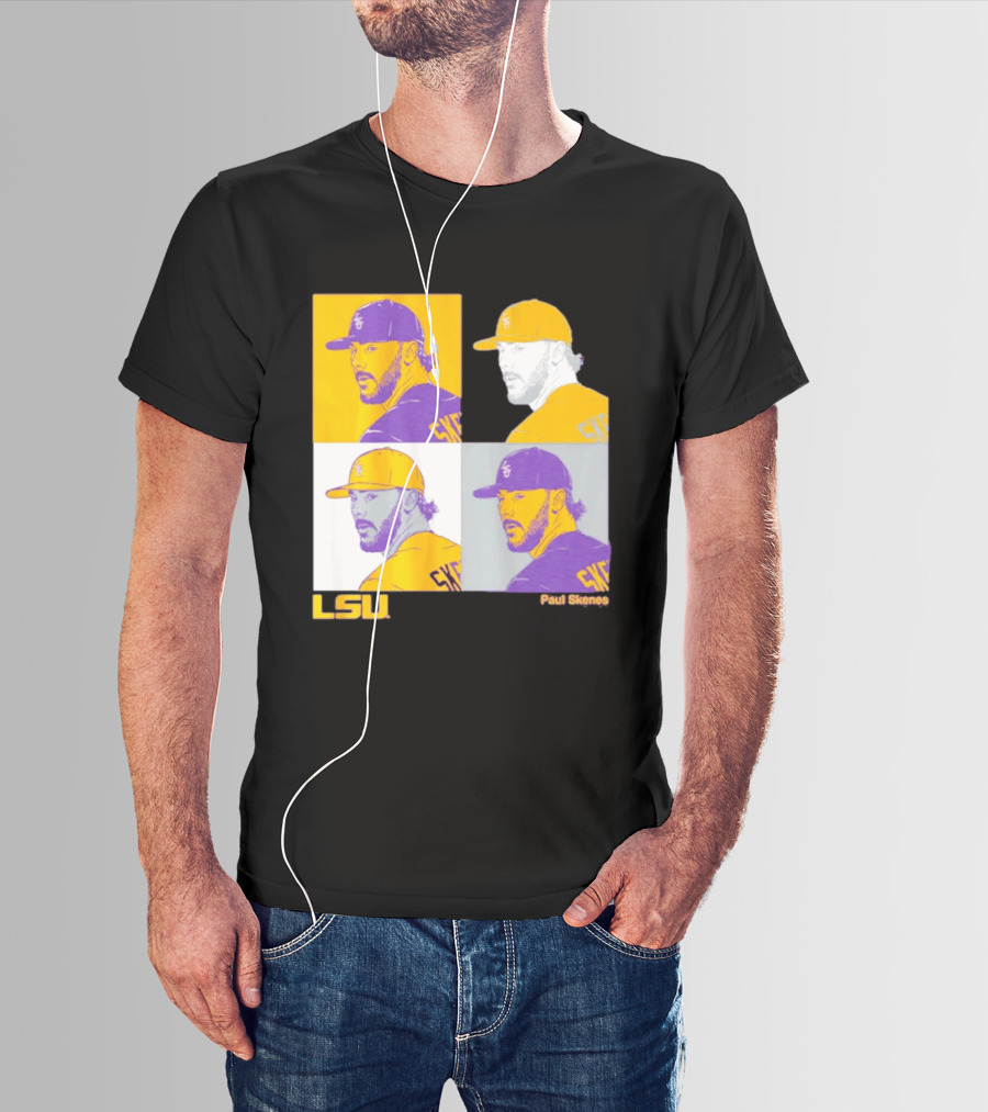 LSU Baseball Paul Skenes Colorful Collage Panels T-Shirt