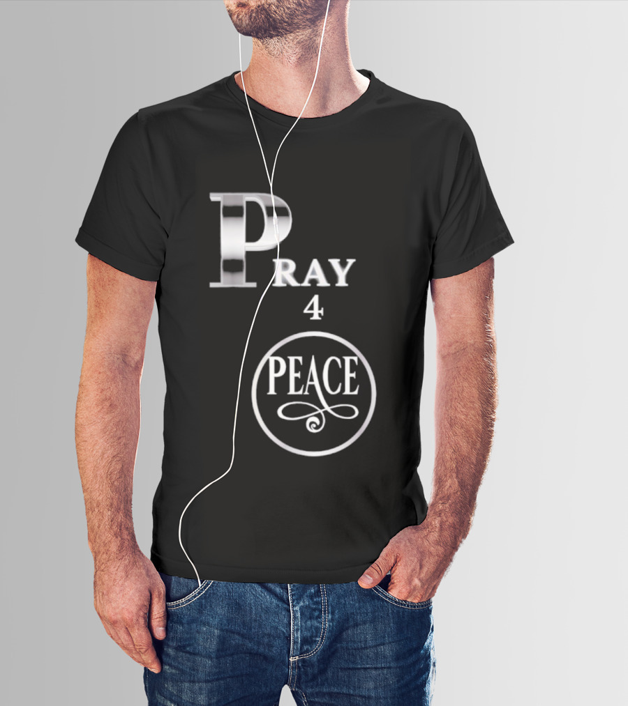 Pray 4 Peace Silver Letters Circular T-Shirt