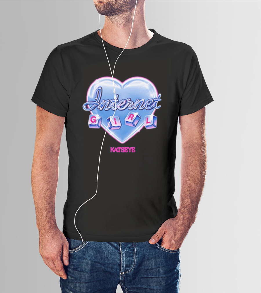 Katseye Internet Girl Neon Blue Heart T-Shirt