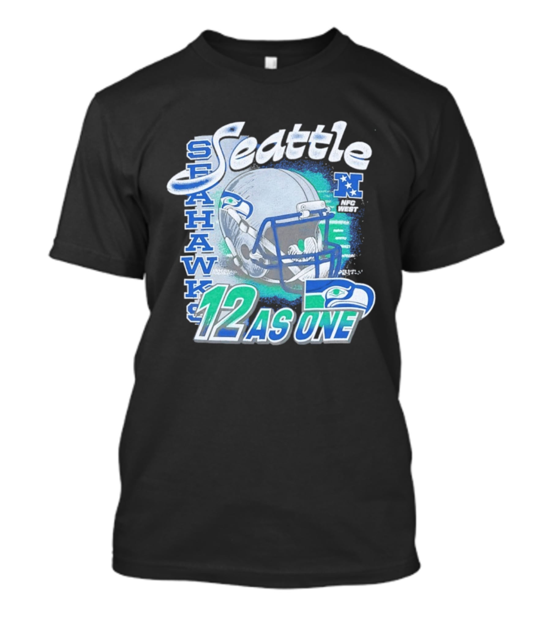 Seattle Seahawks 12 As One NFC West Football Helmet T-Shirt