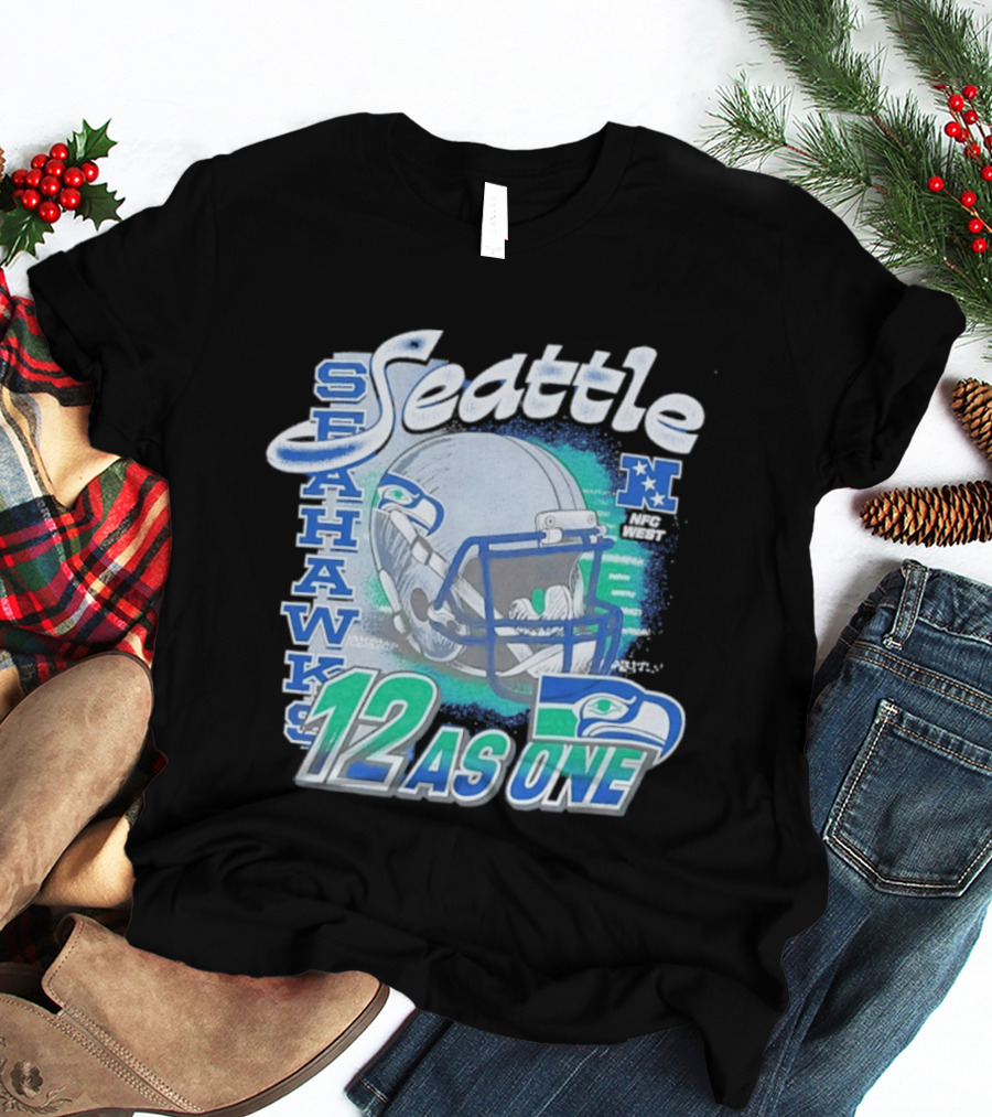 Seattle Seahawks 12 As One NFC West Football Helmet T-Shirt