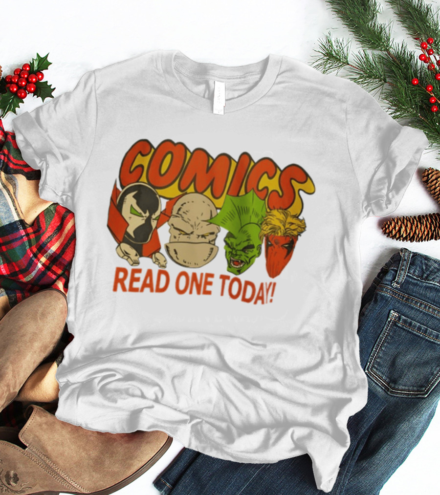 Comics Read One Today Characters Face T-Shirt