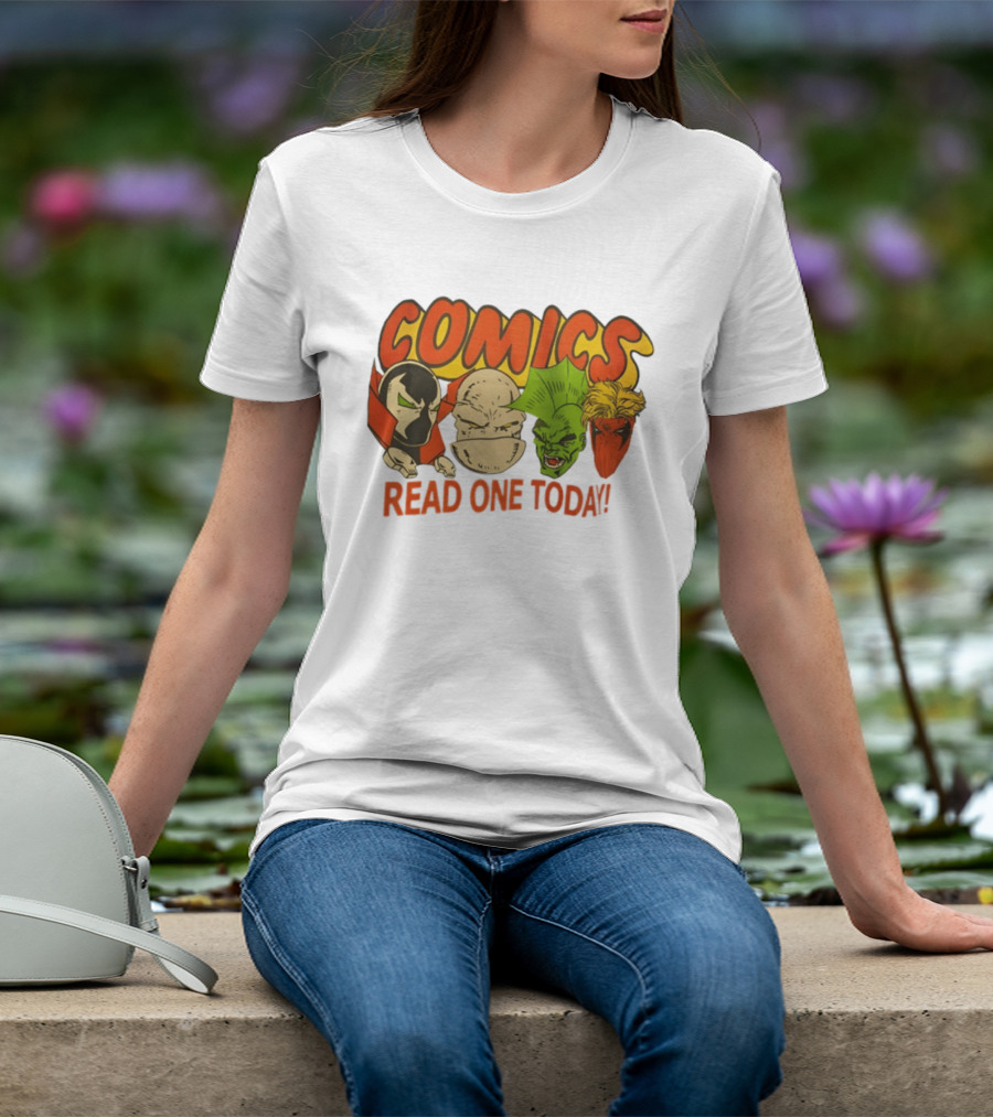 Comics Read One Today Characters Face T-Shirt