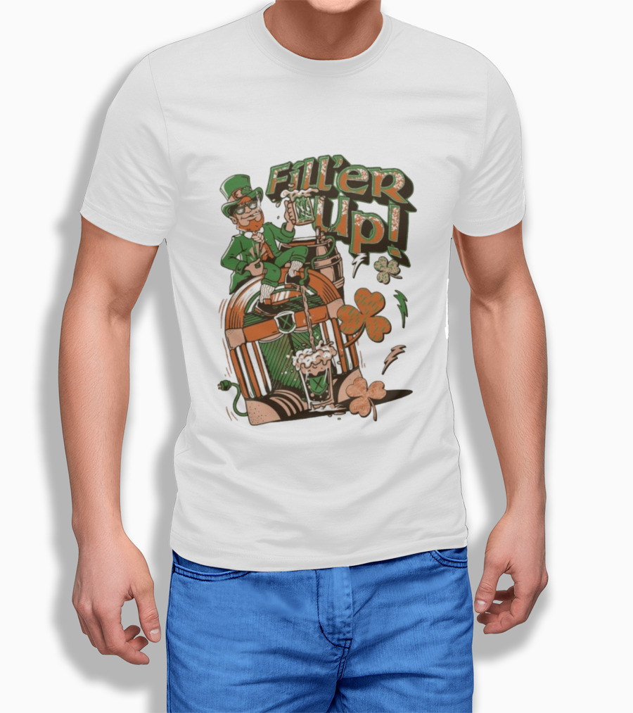 Fill'er Up St. Patrick's Day Leprechaun Beer And Jukebox Celebration T-Shirt