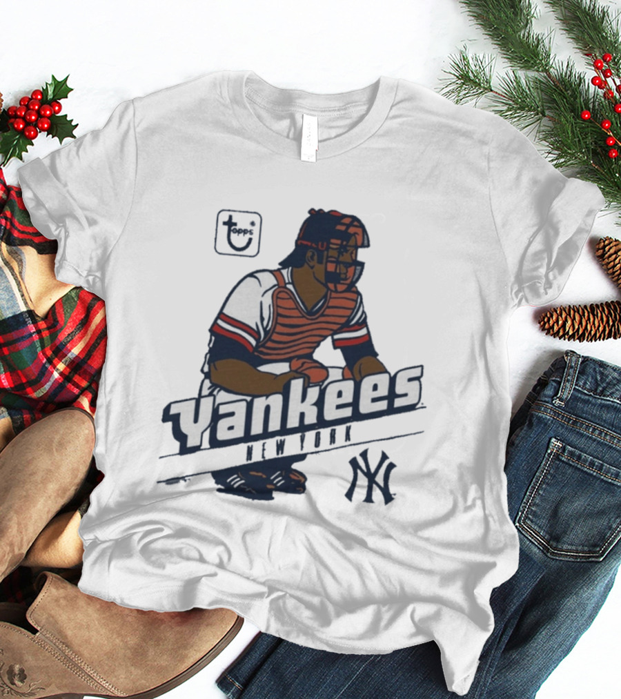 MLB Topps New York Yankees Catcher Cartoon Yankees NY T-Shirt
