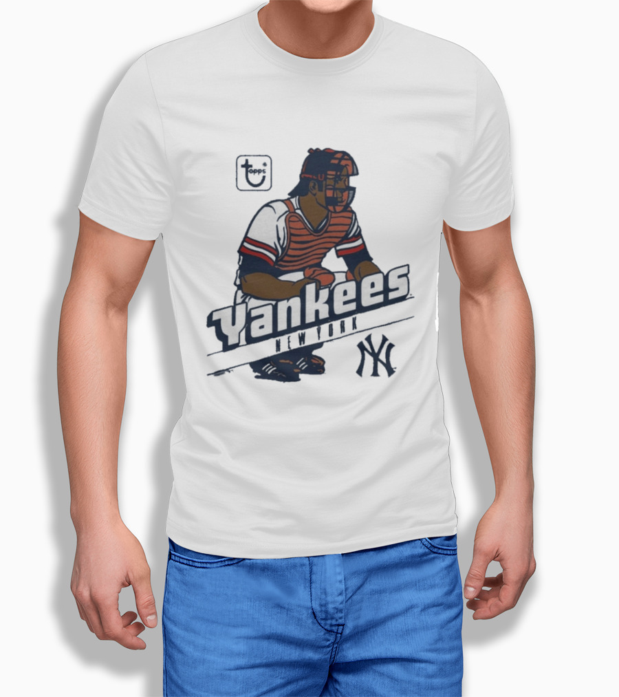 MLB Topps New York Yankees Catcher Cartoon Yankees NY T-Shirt