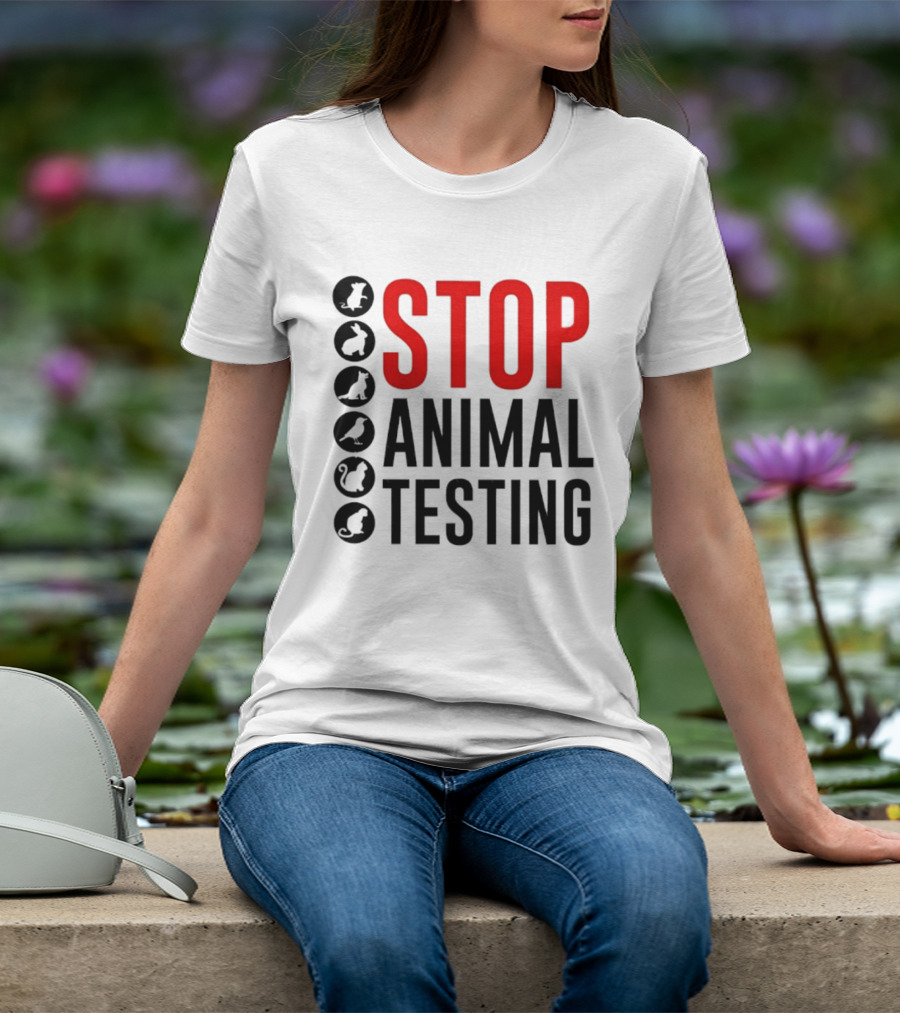 STOP Animal Testing Protest Message With Animal T-Shirt