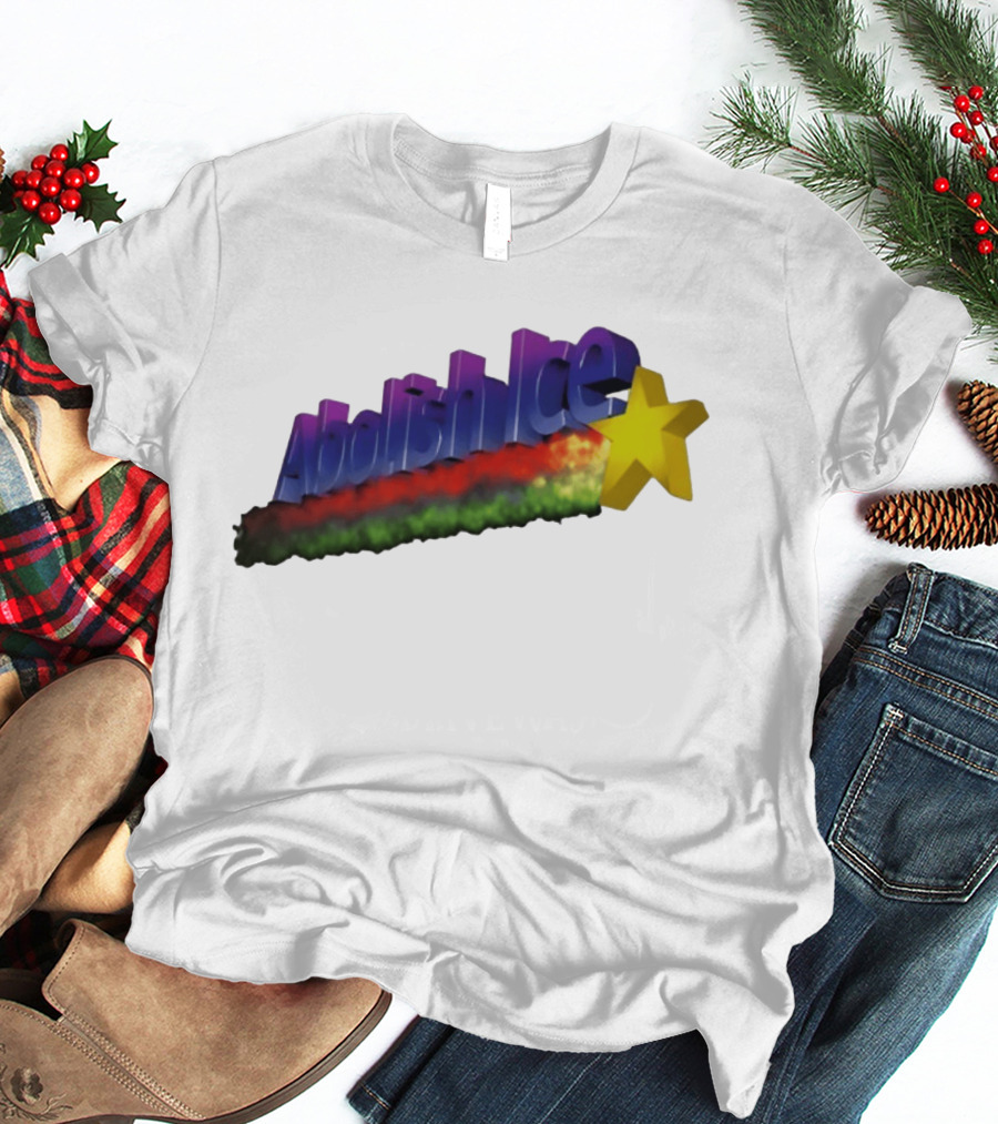 Abolish ICE Star Bold Text With Colorful Gradient And 3D Effect T-Shirt