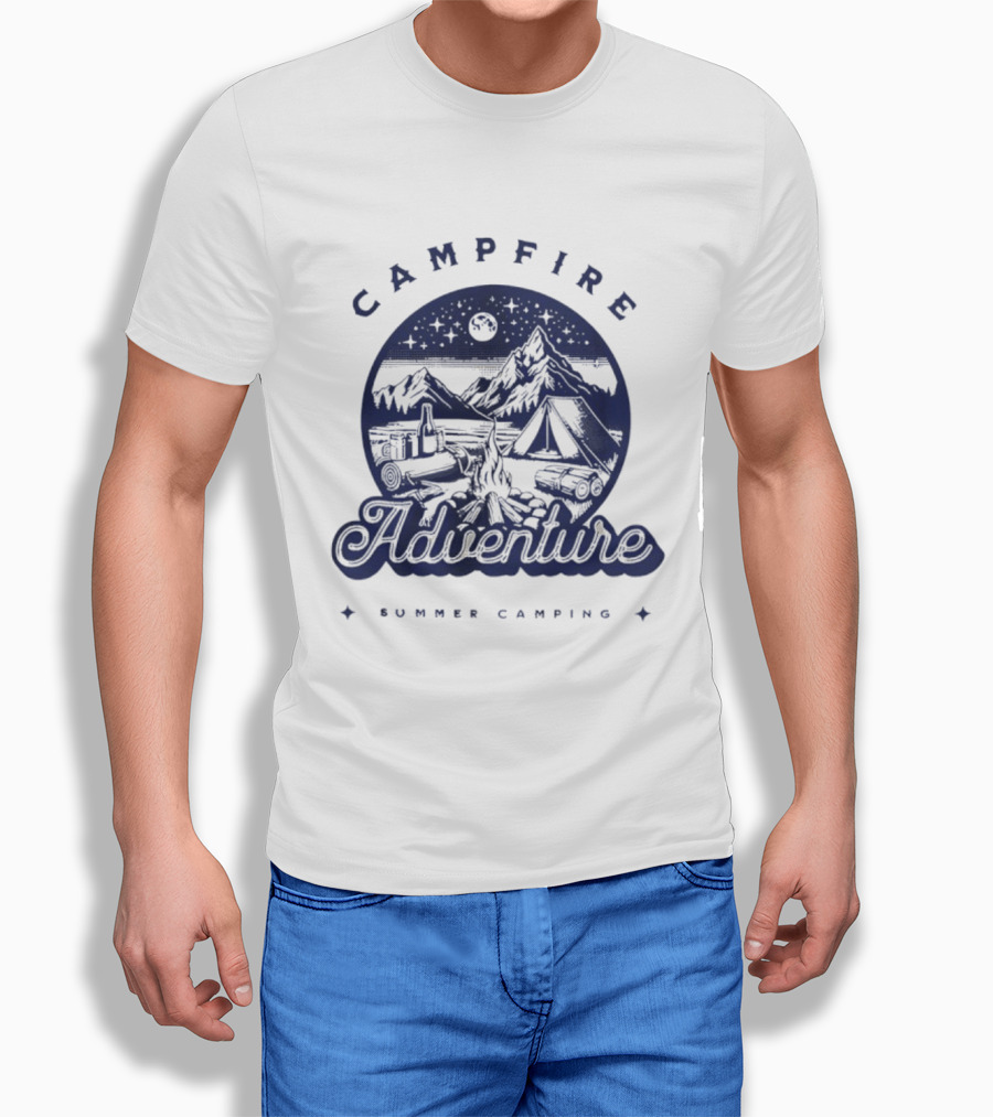 Campfire Adventure Mountains Summer Camping Experience T-Shirt