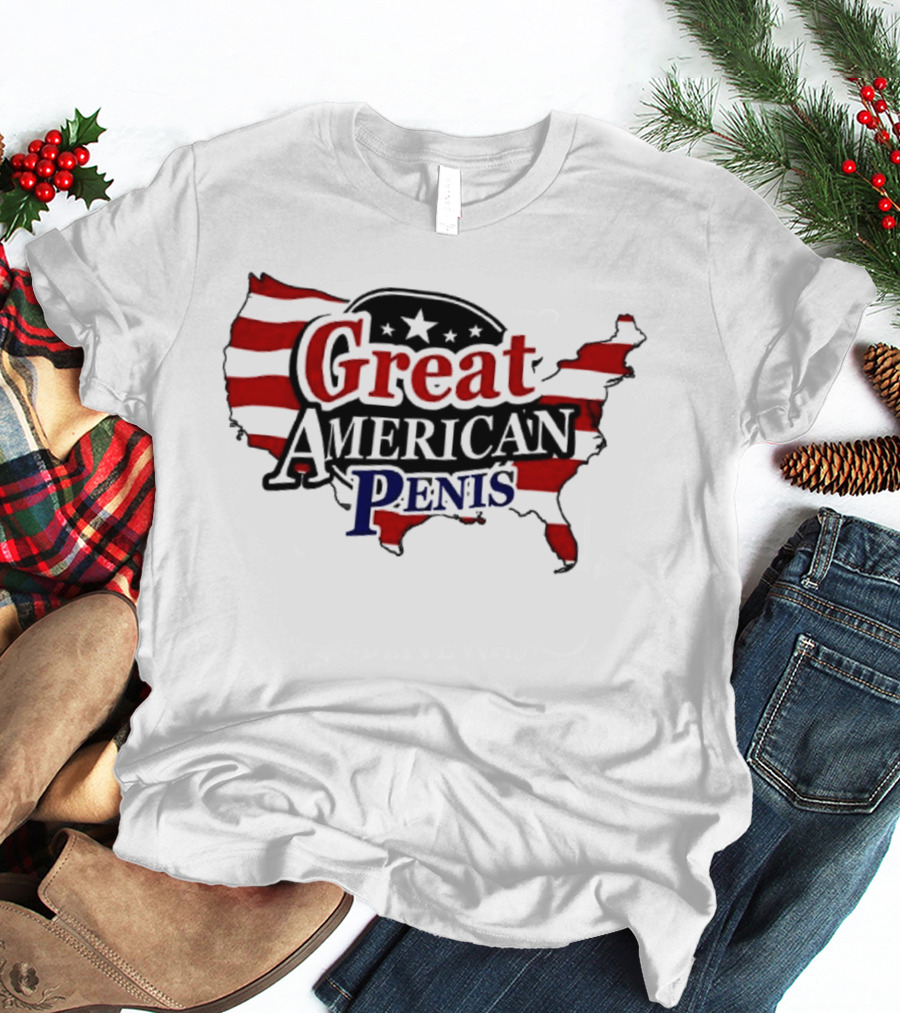 Great American Penis USA Map Flag Stars T-Shirt