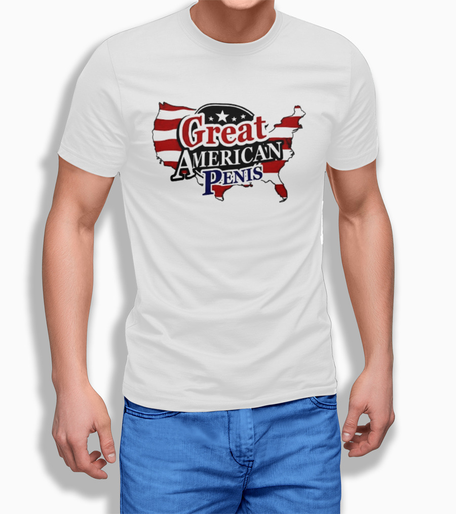 Great American Penis USA Map Flag Stars T-Shirt