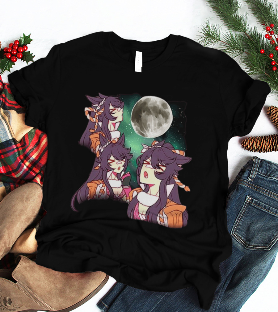 Agnes Tachyon Anime Character Three Wolf Moon Meme T-Shirt