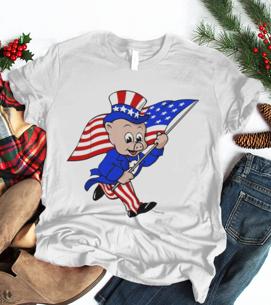 Piggly Wiggly Patriotic July 4th Celebration With American Flag And Uncle Sam Hat T-Shirt
