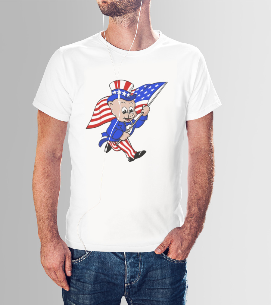 Piggly Wiggly Patriotic July 4th Celebration With American Flag And Uncle Sam Hat T-Shirt
