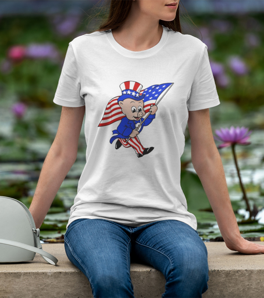 Piggly Wiggly Patriotic July 4th Celebration With American Flag And Uncle Sam Hat T-Shirt
