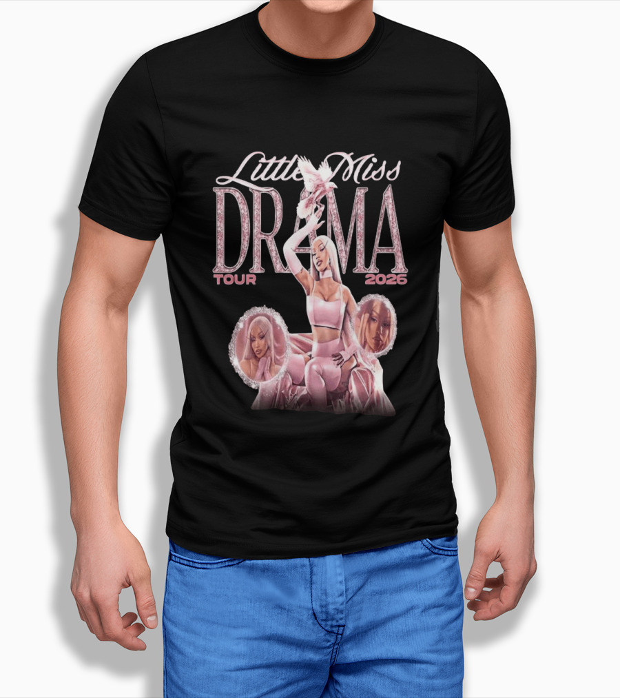 Little Miss Drama Tour 2026 Cardi B Pink Outfit Trio T-Shirt
