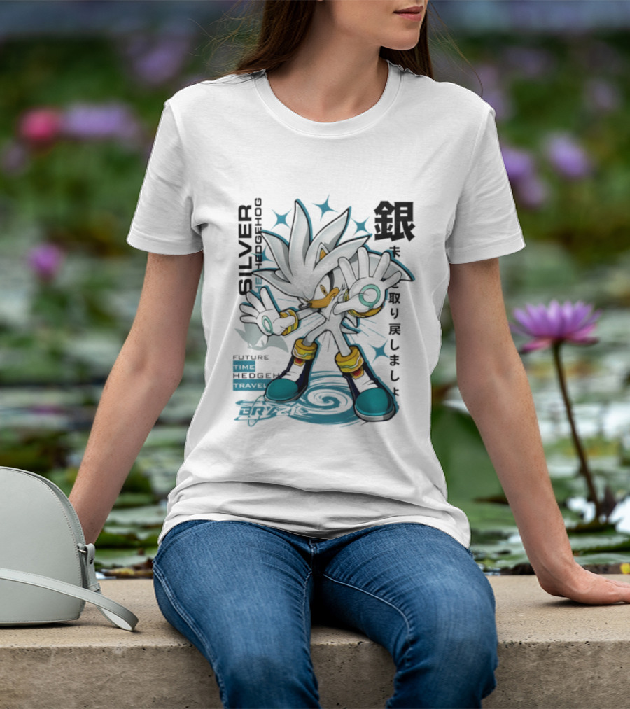 Silver Psychokinesis Future Hedgehog Japanese T-Shirt