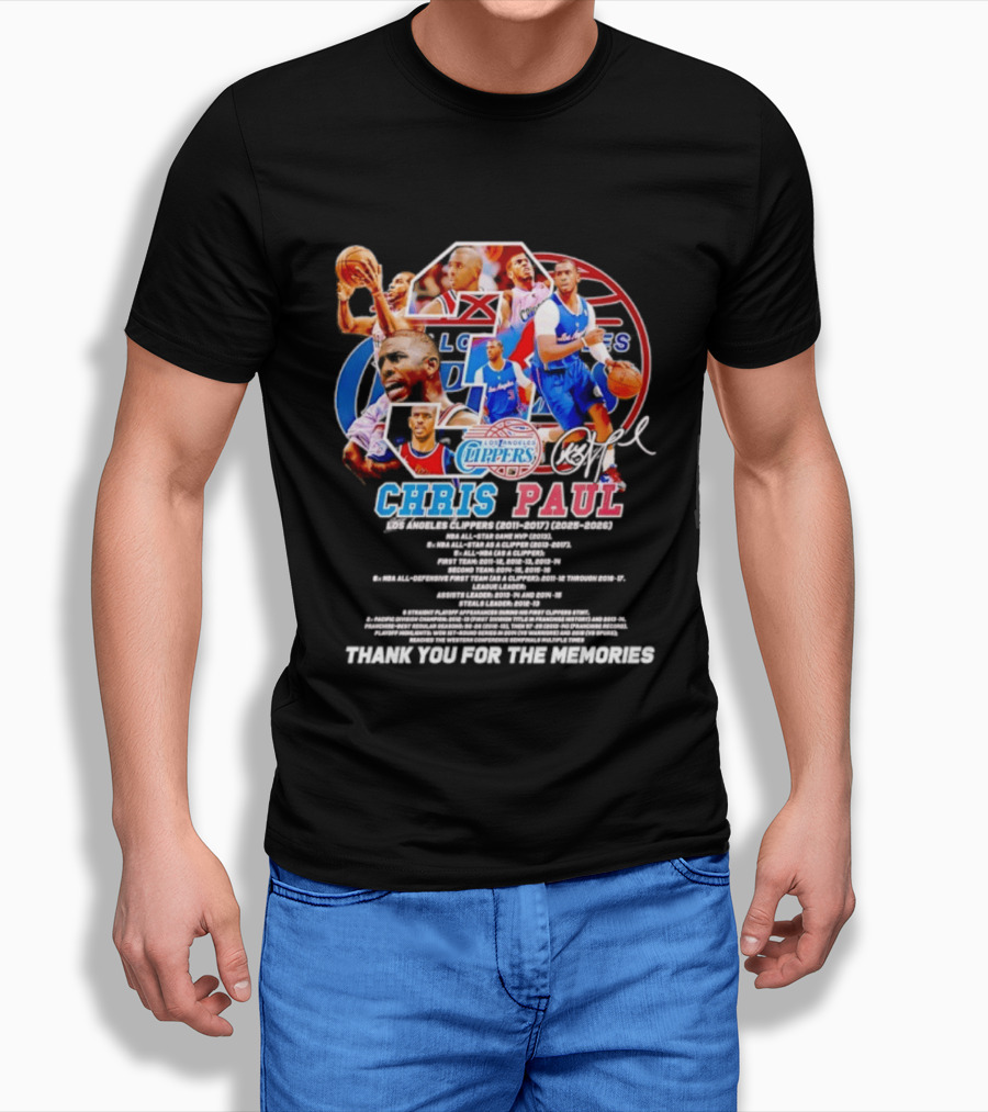 Chris Paul Los Angeles Clippers Memories Highlights And Signature Thank You T-Shirt