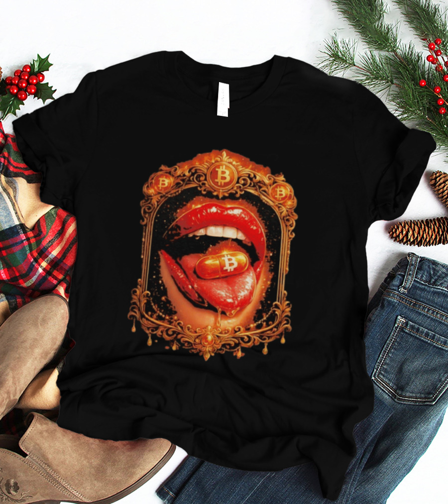 Bitcoin Orange Pill Lips Iconic Cryptocurrency T-Shirt