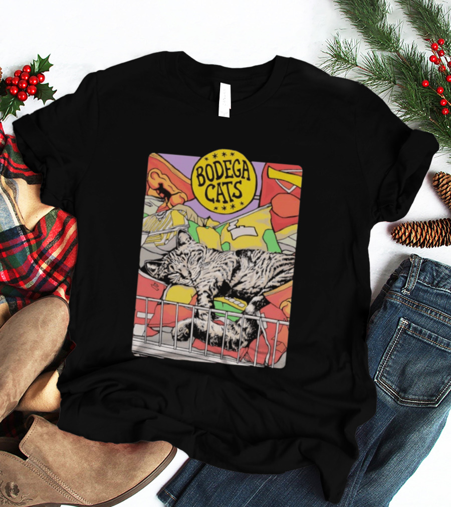 Bodega Cats Sleeping On Grocery Shelf T-Shirt