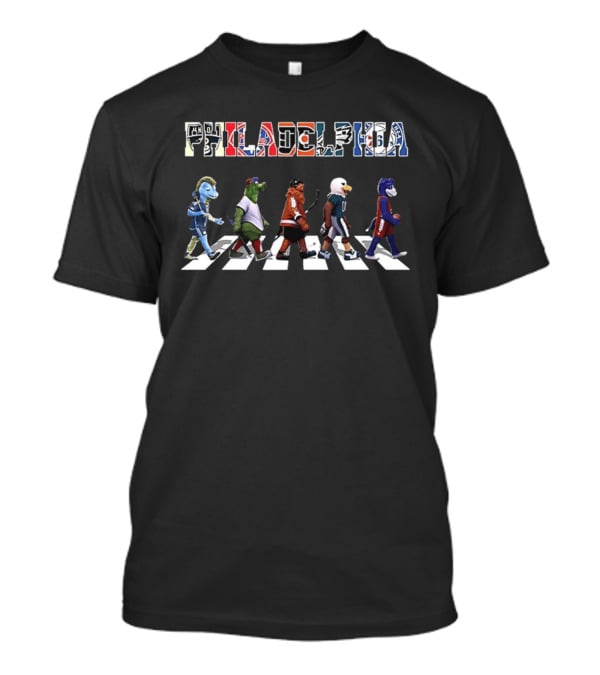 Philadelphia Sports Teams Phillies Flyers Eagles 76ers Union Mascots Crossing T-Shirt