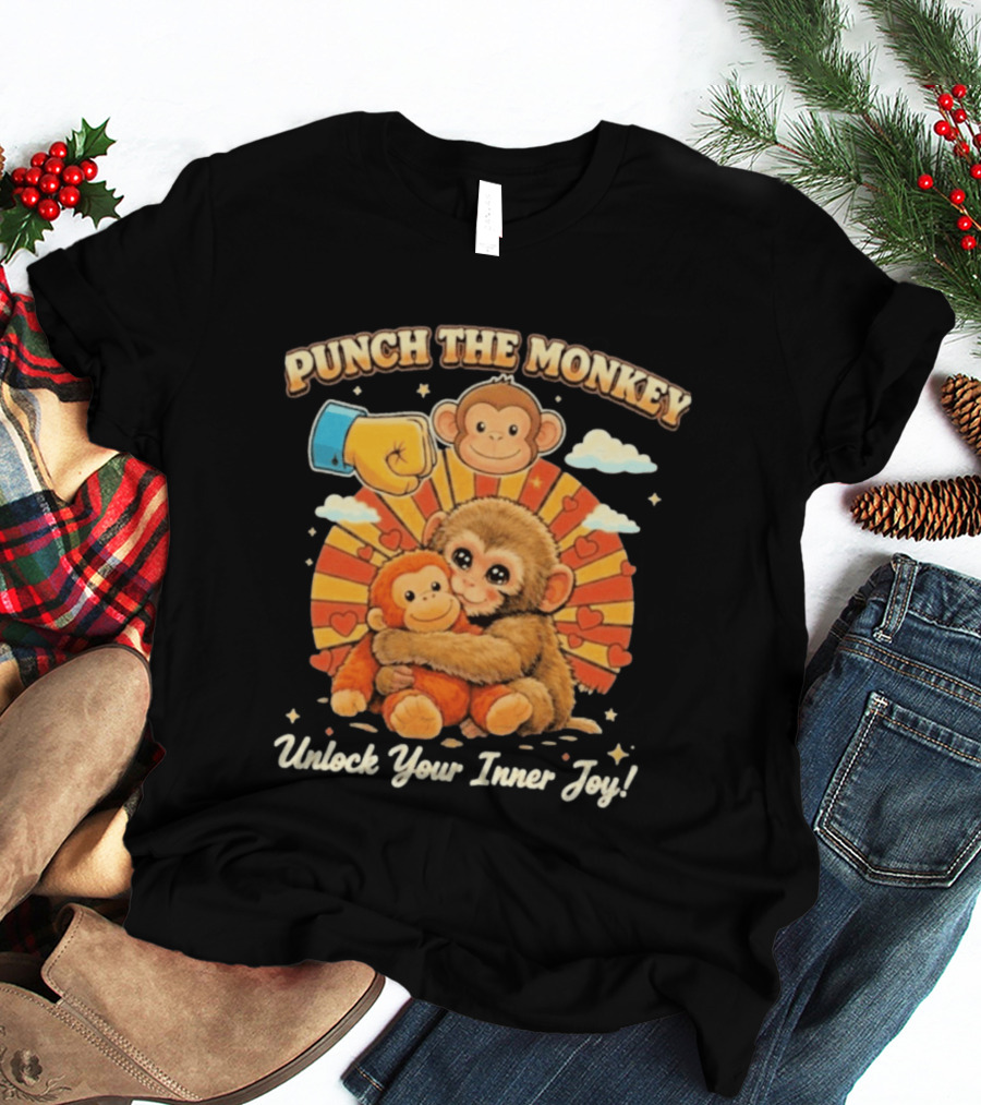 Punch The Monkey Hug Adorable Monkeys Unlock Your Inner Joy Fun T-Shirt