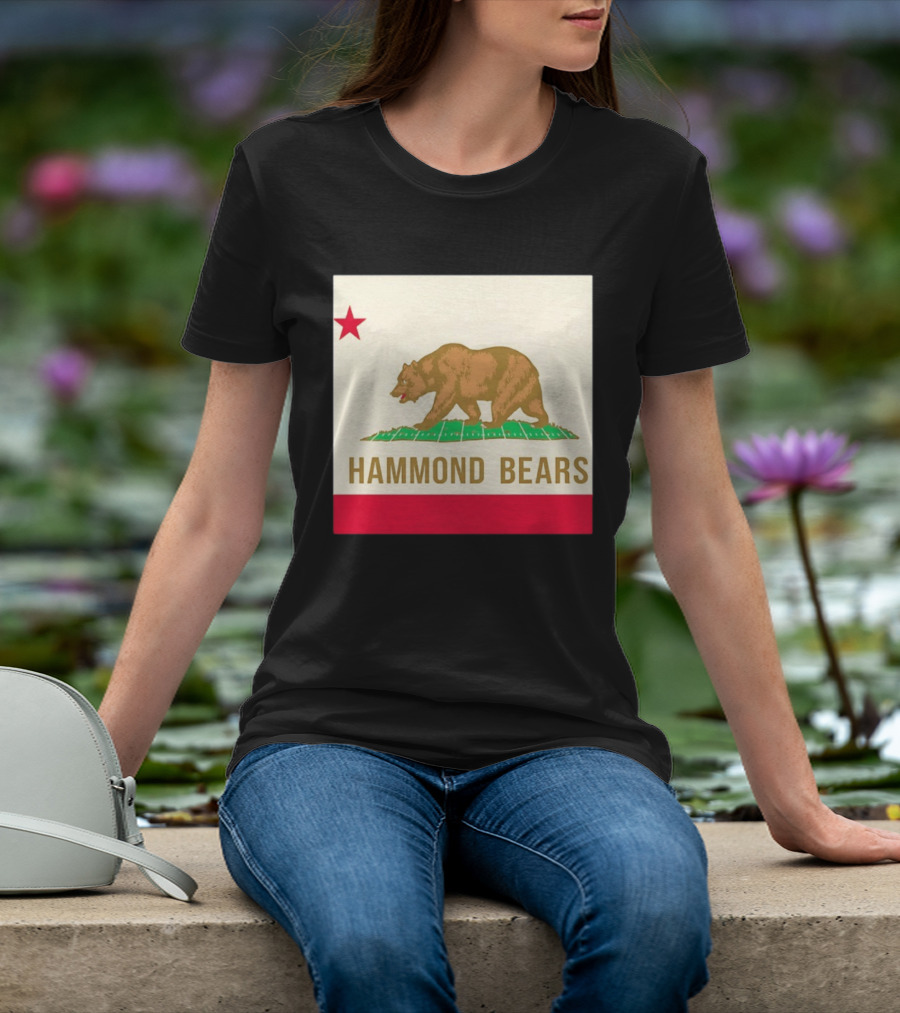 Hammond Bears California Flag Red Star Bear Image T-Shirt
