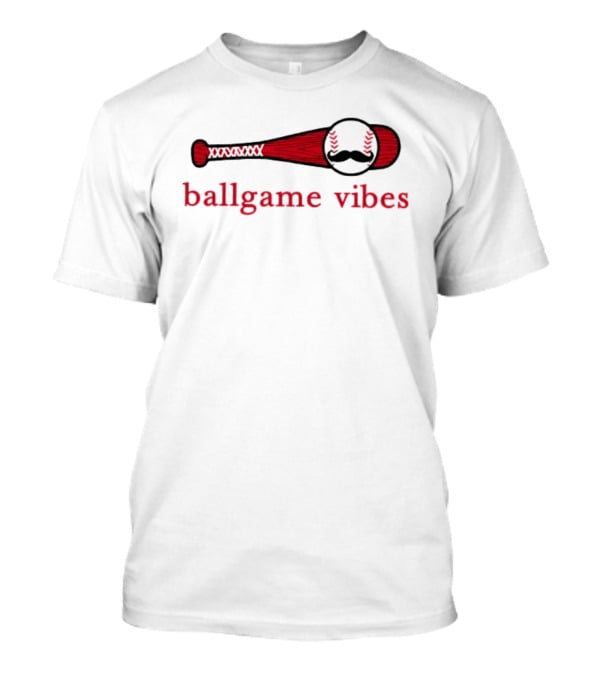 Ballgame Vibes Bat Baseball Mustache T-Shirt