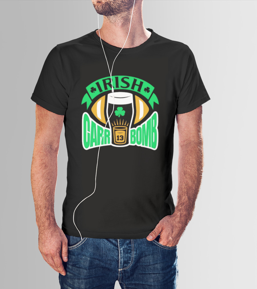 Irish Carr Bomb Football Beer Pint 13 Shamrock Luck T-Shirt