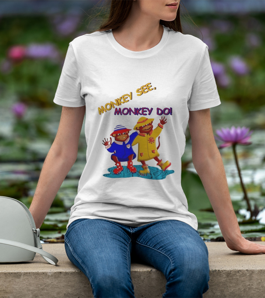 Monkey See Monkey Do Raincoat Monkeys Fun Kids Wear T-Shirt
