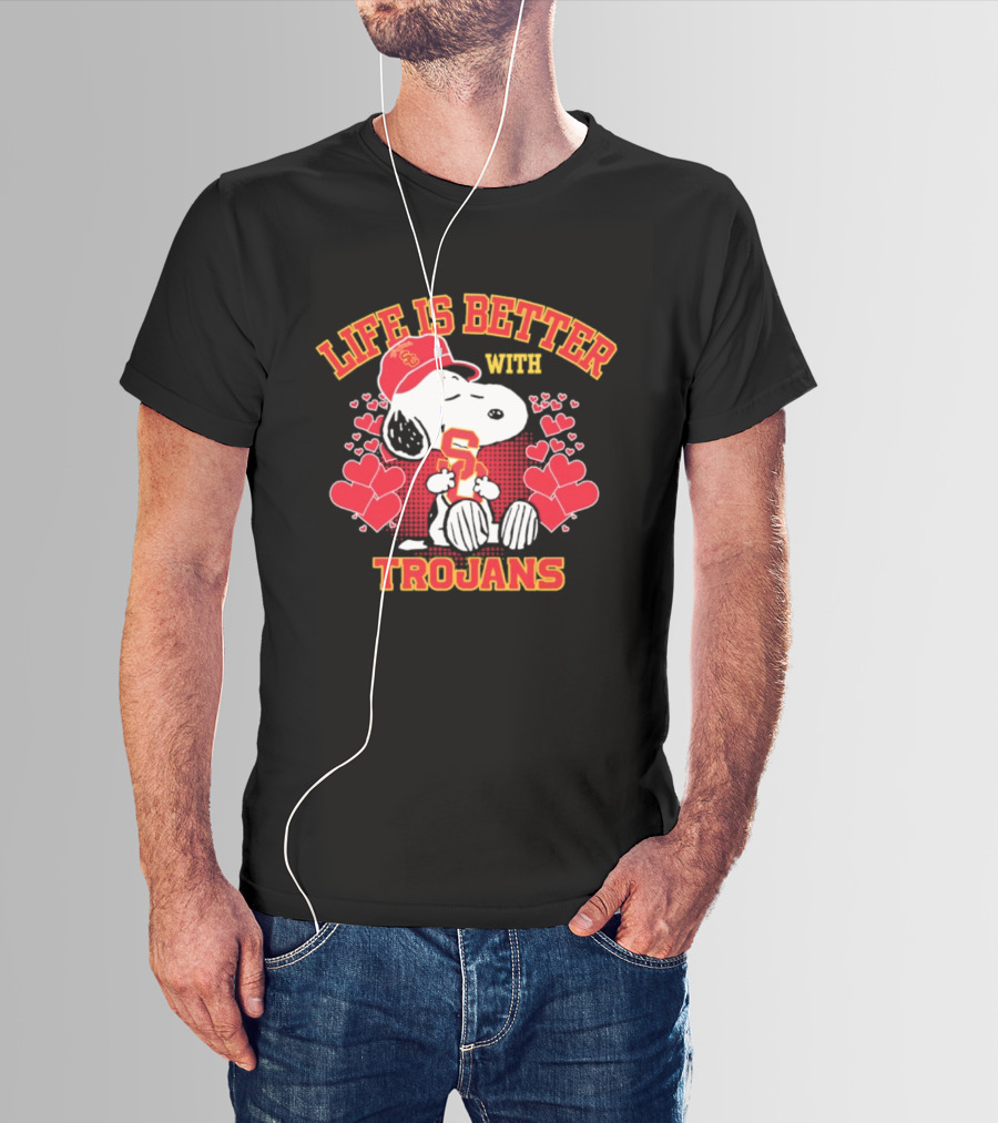 USC Trojans Snoopy Love Life Is Better With Trojans T-Shirt