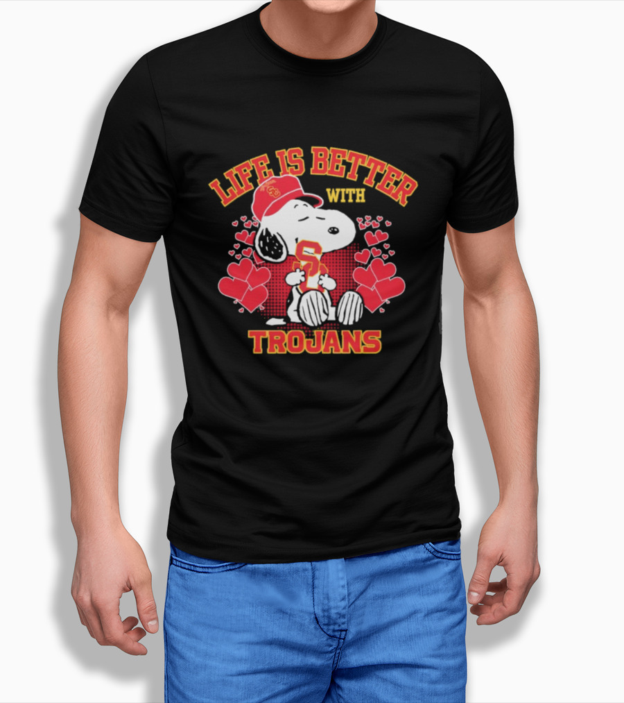USC Trojans Snoopy Love Life Is Better With Trojans T-Shirt
