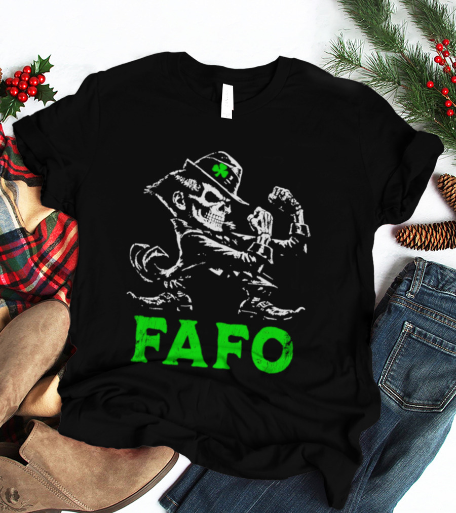 FAFO Skeleton Leprechaun Flexing St Patrick's Day T-Shirt
