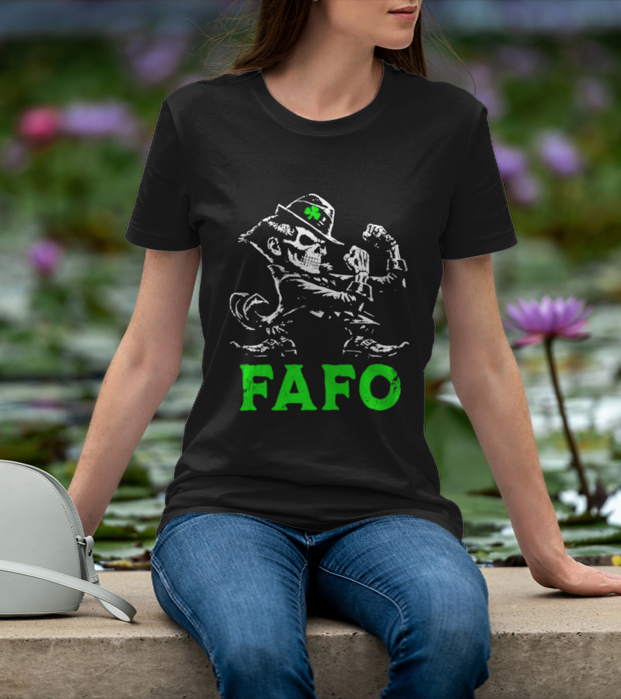FAFO Skeleton Leprechaun Flexing St Patrick's Day T-Shirt
