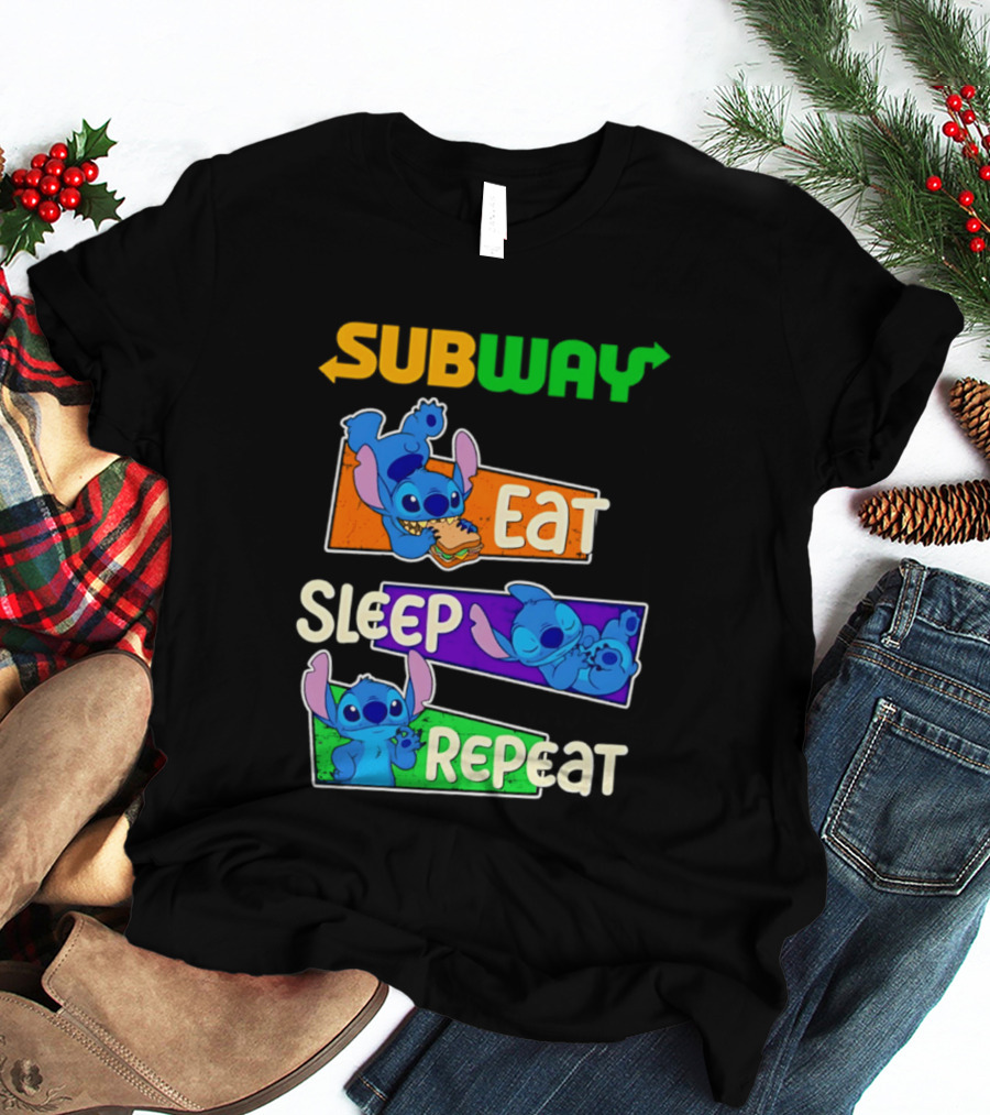 Subway X Stitch Eat Sleep Repeat T-Shirt