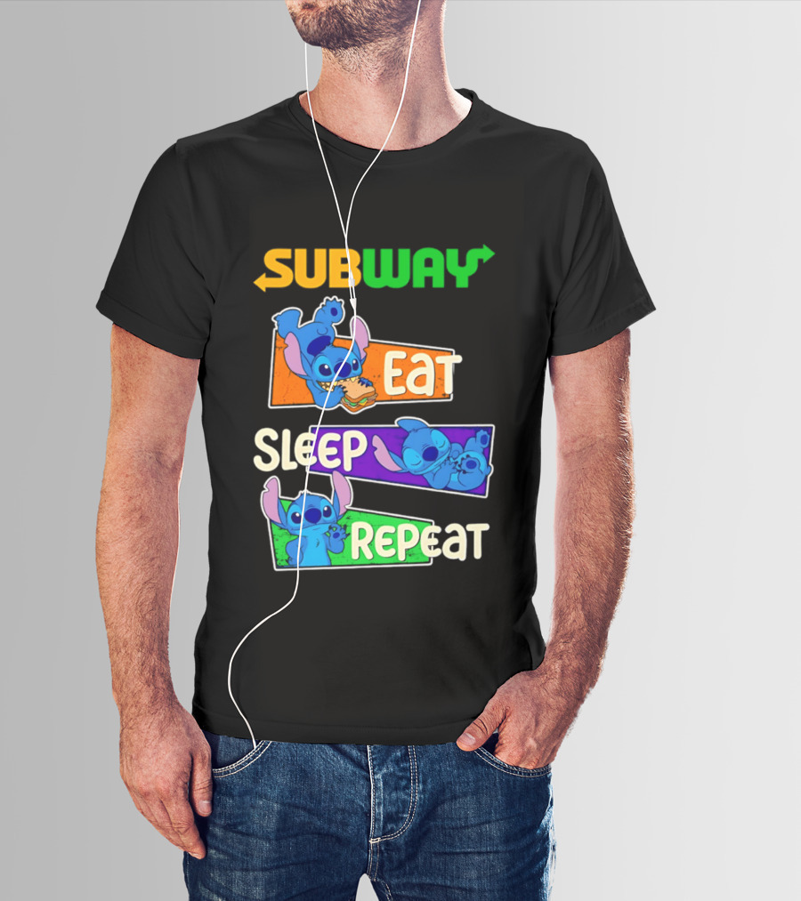 Subway X Stitch Eat Sleep Repeat T-Shirt