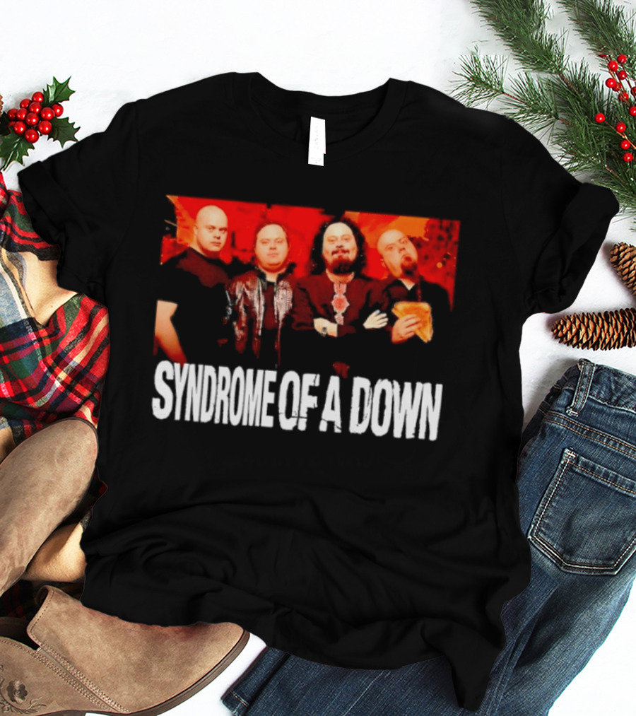 Syndrome Of A Down Band Spoof With Four Figures Eating Pizza T-Shirt