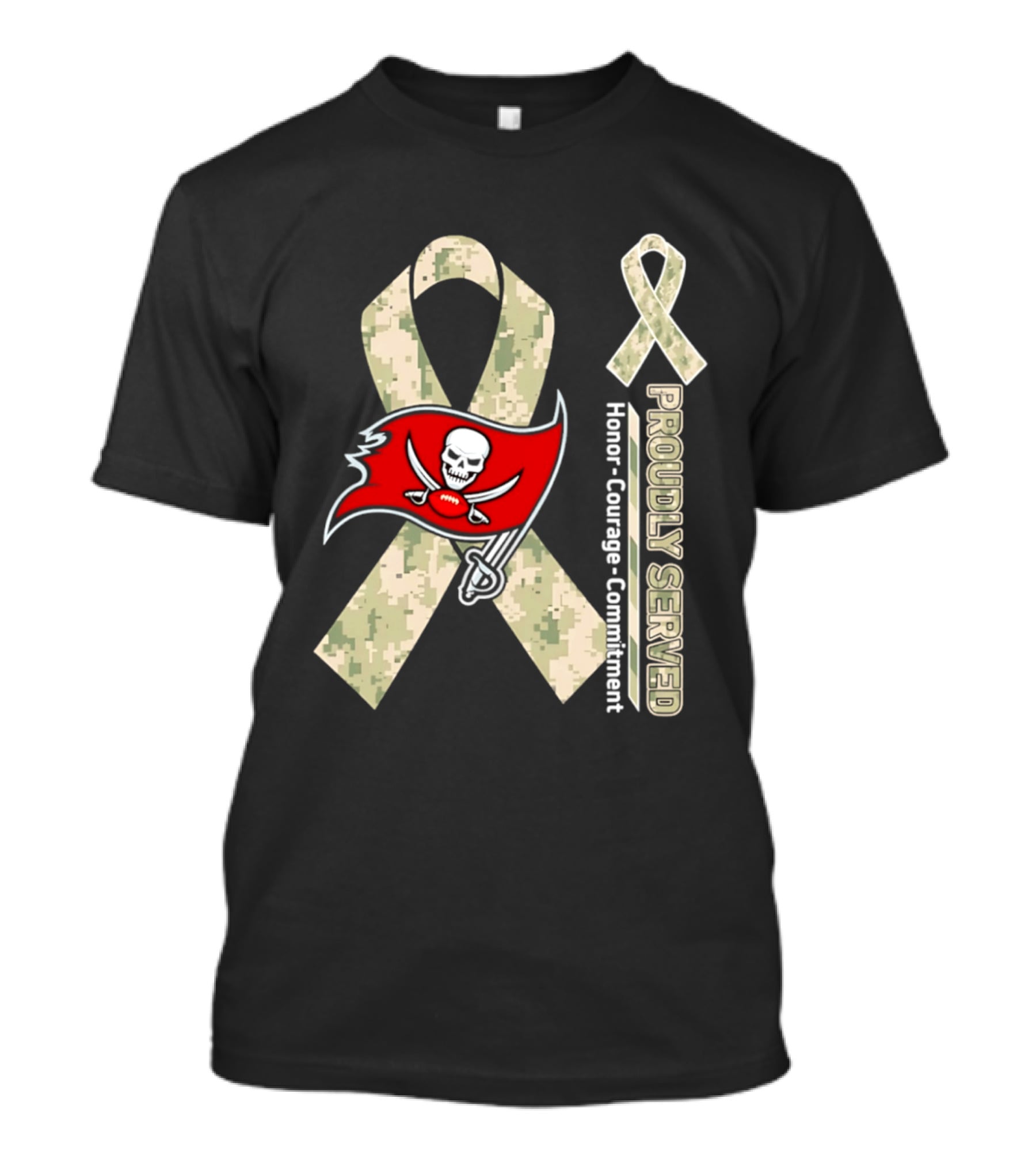Tampa Bay Buccaneers Proudly Served Military Support Honor Courage Commitment Ribbon T-Shirt