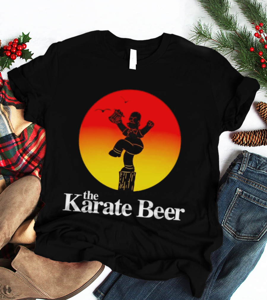 The Karate Beer Sunset Crane Pose Beer T-Shirt