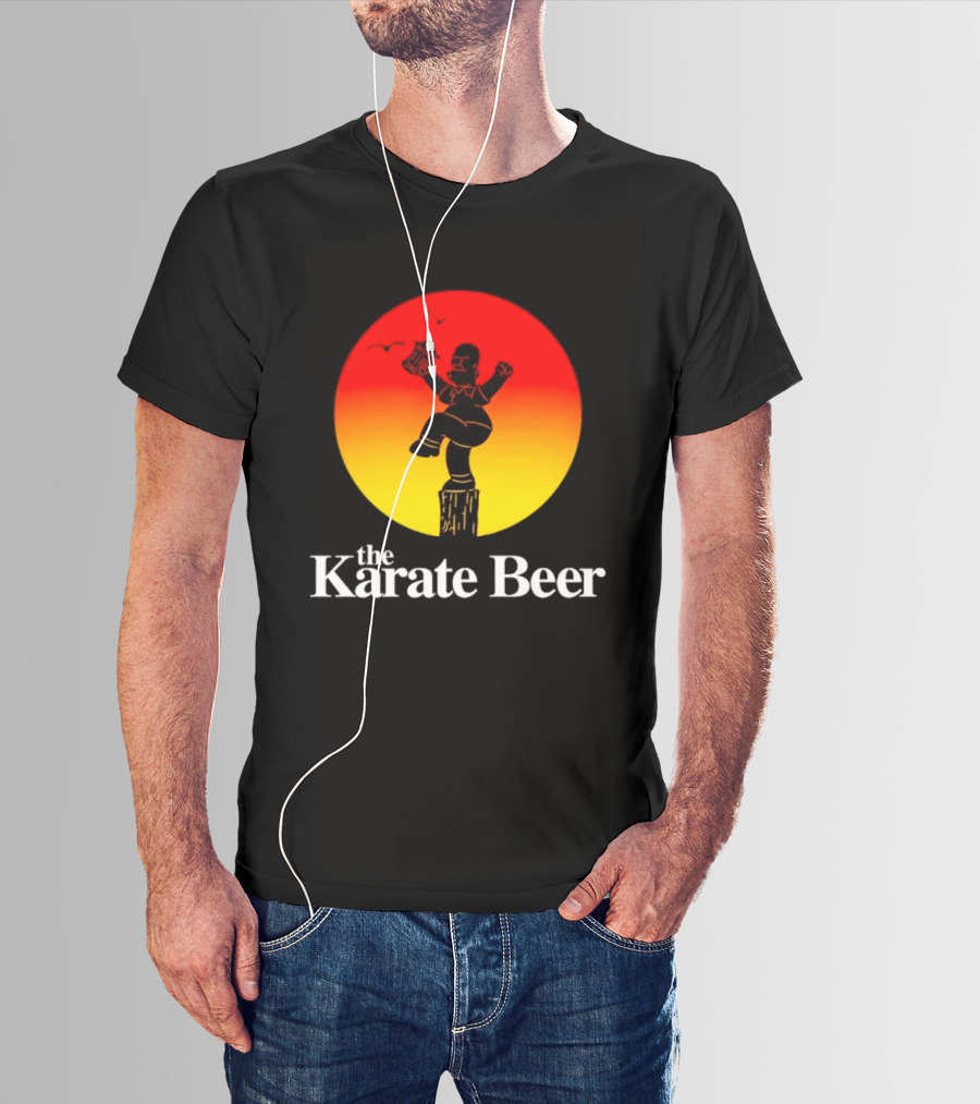The Karate Beer Sunset Crane Pose Beer T-Shirt