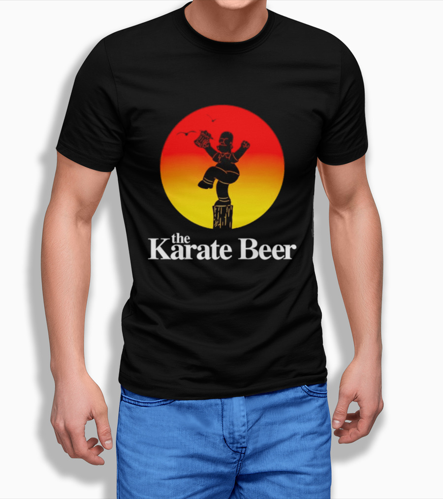 The Karate Beer Sunset Crane Pose Beer T-Shirt