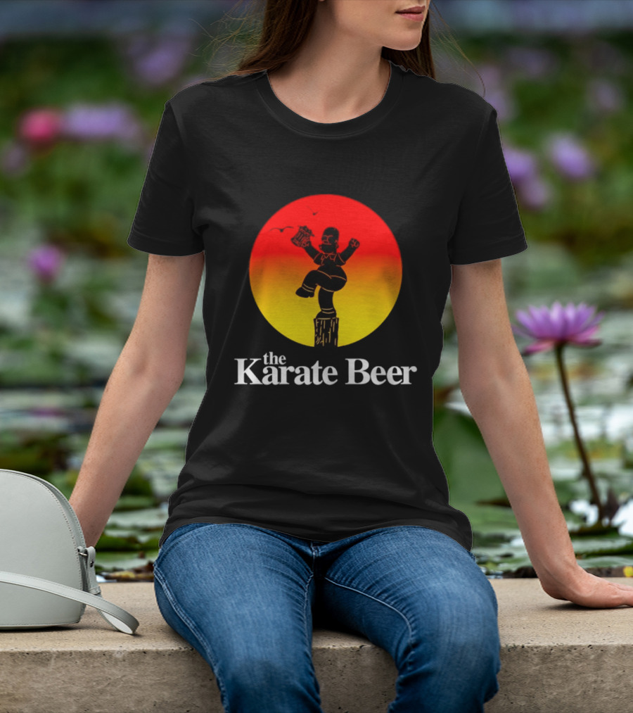 The Karate Beer Sunset Crane Pose Beer T-Shirt