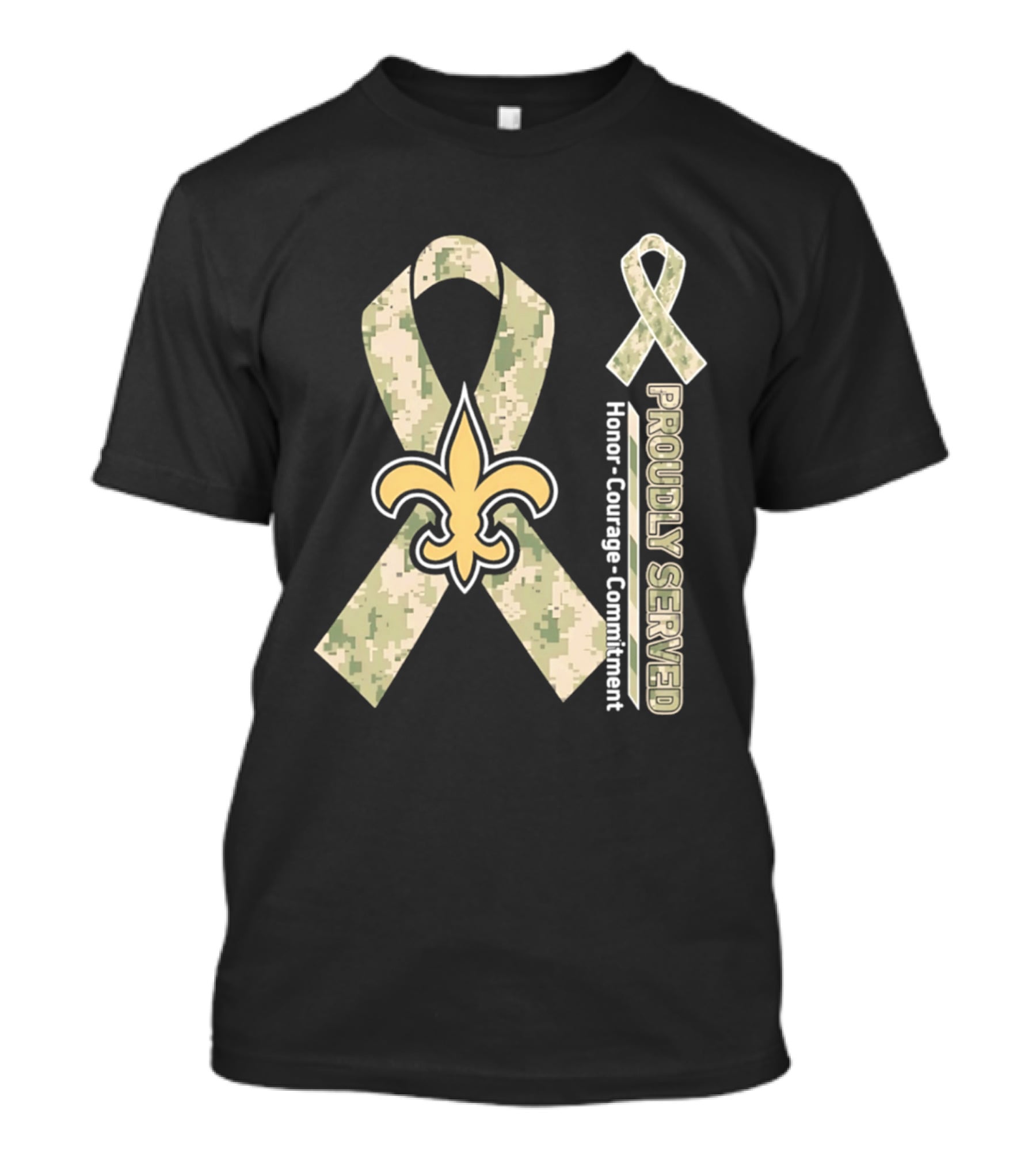 New Orleans Saints Camouflage Ribbon Honor Courage Commitment T-Shirt