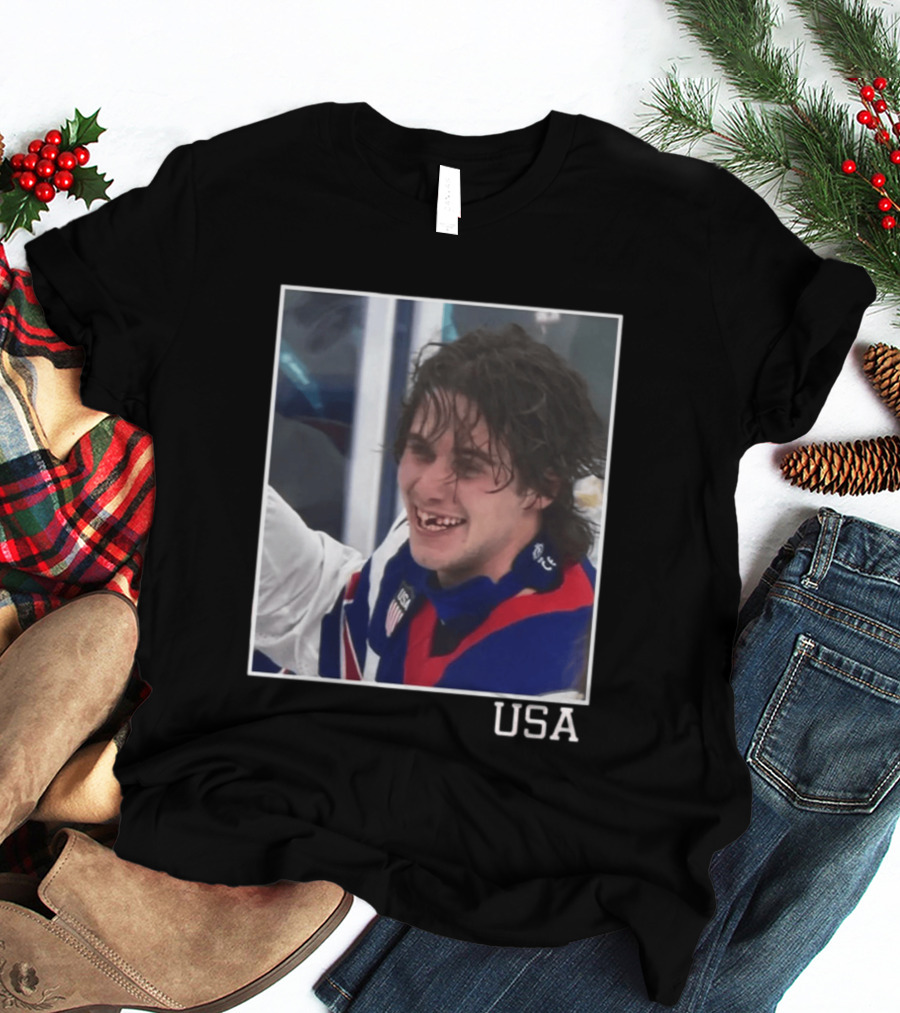 Jack Hughes USA Hockey Toothless Smile T-Shirt