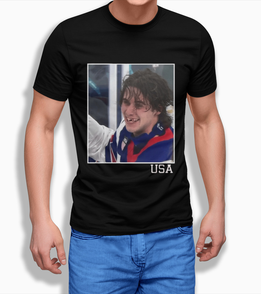 Jack Hughes USA Hockey Toothless Smile T-Shirt
