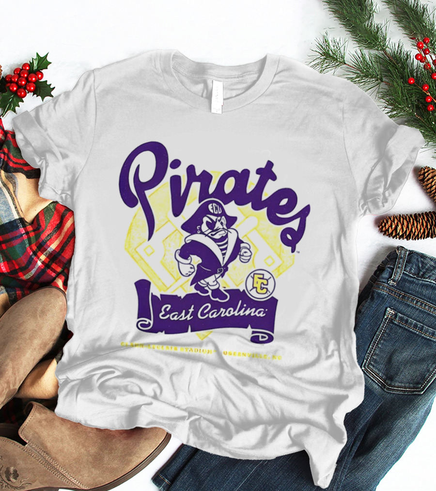 East Carolina Pirates ECU Bold Mascot And Shield T-Shirt