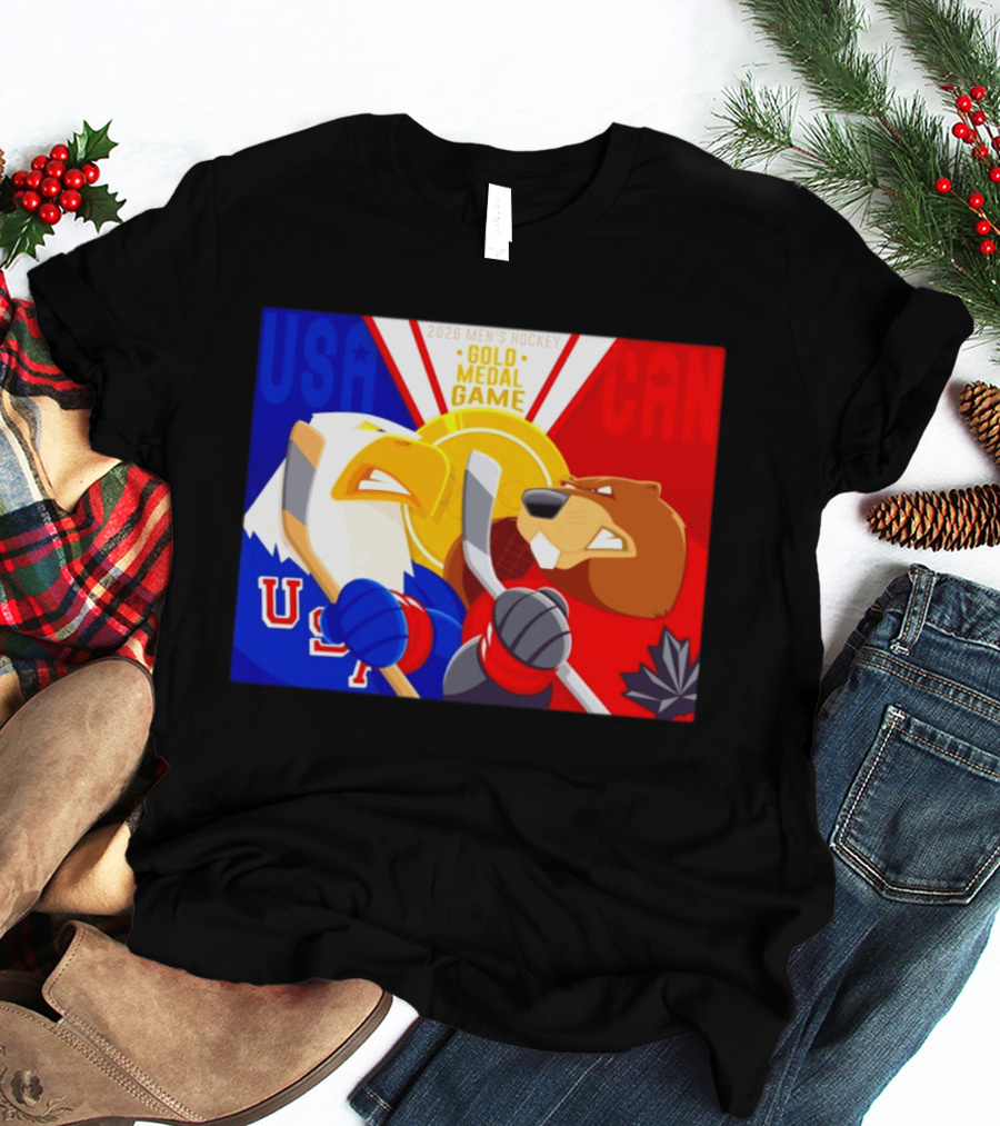 USA Vs Canada 2026 Men's Hockey Gold Medal Game Eagle Vs Beaver Showdown T-Shirt